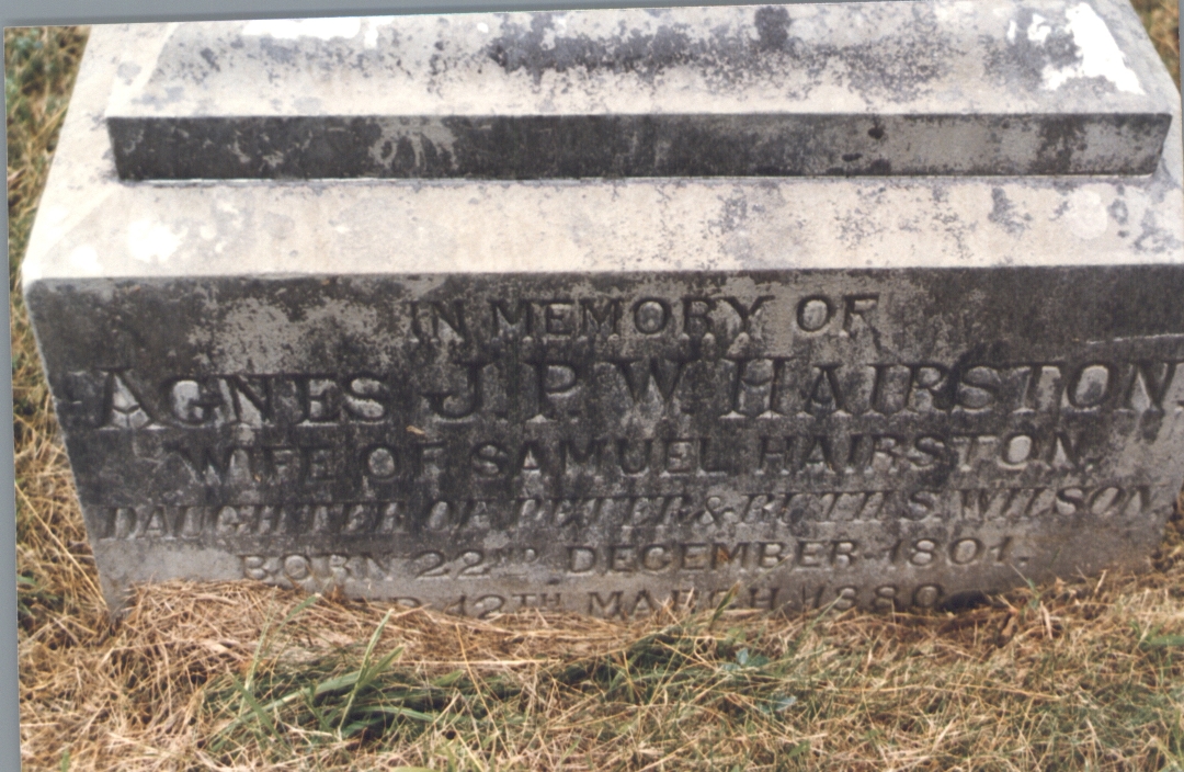 HAIRSTON Family History and Genealogy - Agnes John Peter WILSON